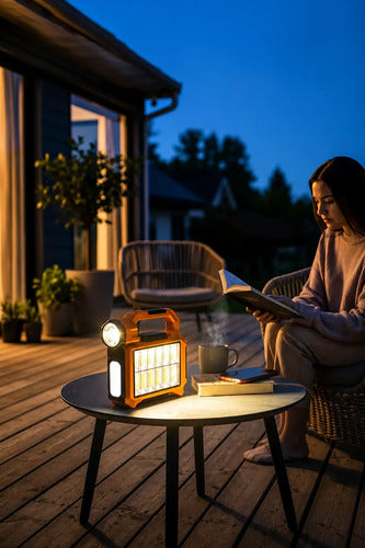 Linterna Led Solar Recargable 30w Con Luz Frontal Y Lateral