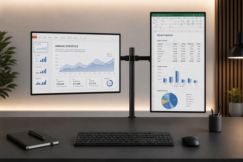 Soporte Doble Articulado Para 2 Monitores Vesa 14 A 32 PuLG Negro