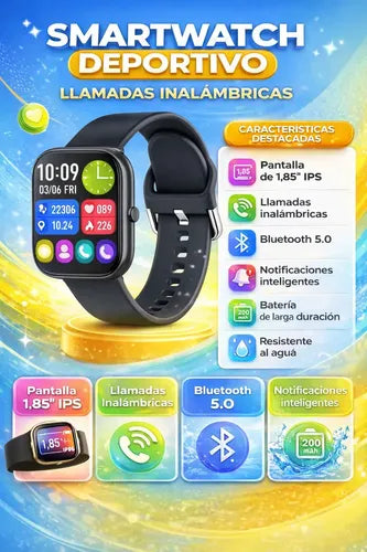 Smartwatch Deportivo Vidvie Sw1618 Para Llamadas Con Pantalla De 1.85  Y Monitor De Salud Negro Look Deportivo