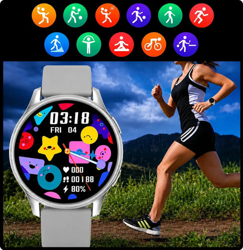 Smartwatch Diegmark Active.2 Sport Con Llamadas Bluetooth Para Android Y Ios Plateado Hebilla Gris