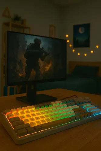 Teclado Gamer Diegmark Wb222 Con Perilla Multifunción Rgb Y Panel Numérico Gris Español Latinoamericano