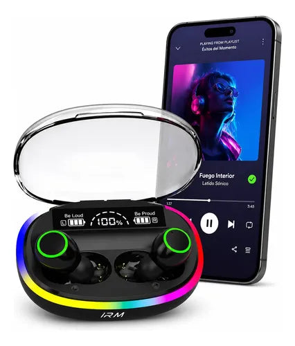 Audífonos In Ear Inalámbricos Bluetooth 5.3 Estuche Led Rgb Negro
