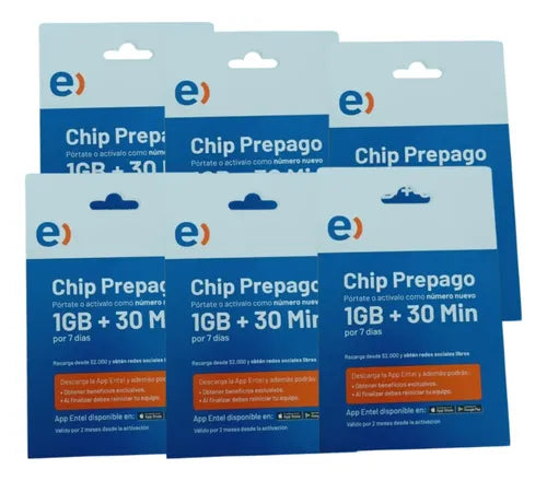 Chip Prepago Entel Pack 100 Unidades Incluye 1gb +30 Min 3 En 1