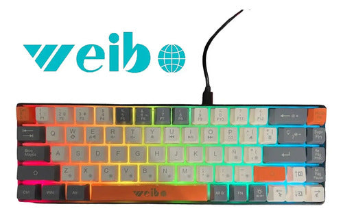 Teclado Gamer Weibo Wb333 Mini Rgb Iluminación Multiefecto Usb-c Compacto Negro Español Latinoamericano