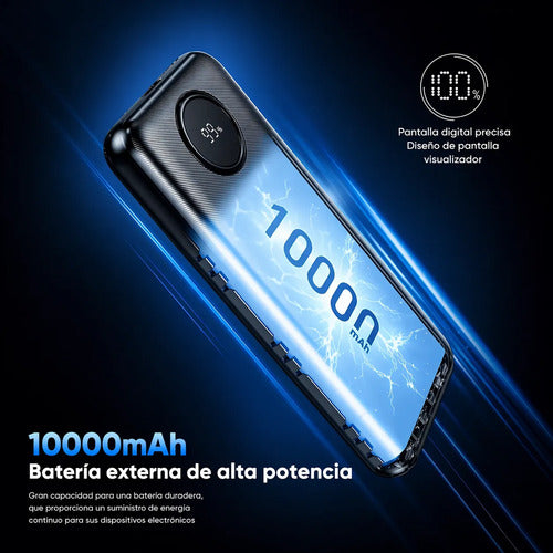 Powerbank 10000mah 22.5w Con Cables Compatible Con iPhone Negro