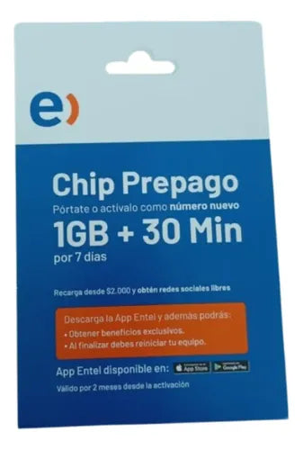 Chip Prepago Entel Pack 100 Unidades Incluye 1gb +30 Min 3 En 1