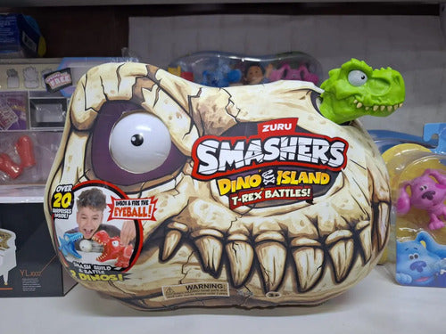 Playset Smashers Zuru Dino Island T- Rex Battles +20 Sorpresas Cabeza De Dinosaurio Rojo Verde
