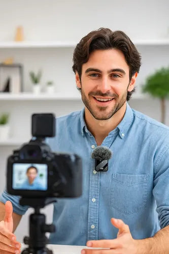 Micrófono Inalámbrico F11-2 Para Vlog Entrevistas 10h Bateri Negro