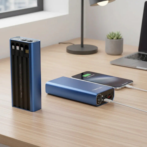 Powerbank 20000mah Carga Rápida Luz Led Cables Integrados