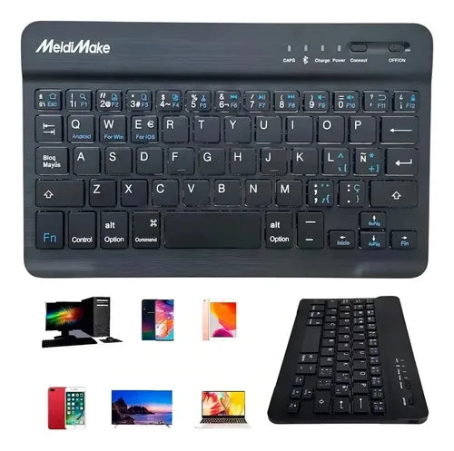 Teclado Bluetooth Recargable Ultradelgado Y Silencioso Compatible Con Android Ios Windows Y Mac Negro Español Latinoamericano
