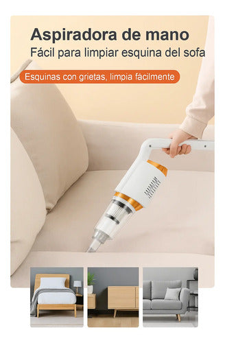 Aspiradora Inalámbrica Recargable Usb 2 En 1 Para Auto Hogar Blanco
