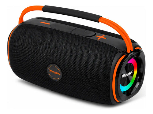 Parlante Bluetooth 10w Luces Rgb Recargable Radio Fm Tws Negro