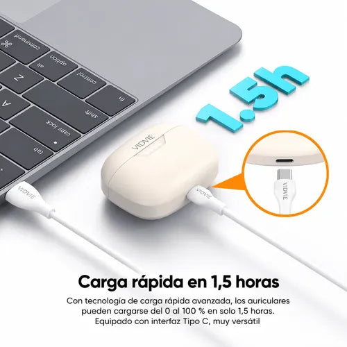 Audífonos Inalámbricos Tws Manos Libres Estuche De Carga Beige