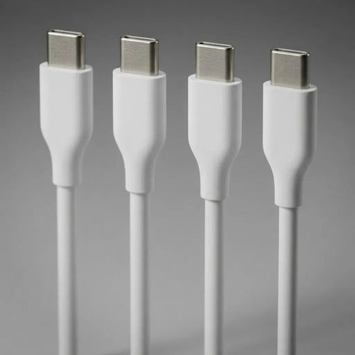 Cable Usb-c Treqa De Carga Rápida Y Sincronización De Datos, Pack De 2, Para iPhone 15, iPad, Samsung Y Xiaomi Blanco