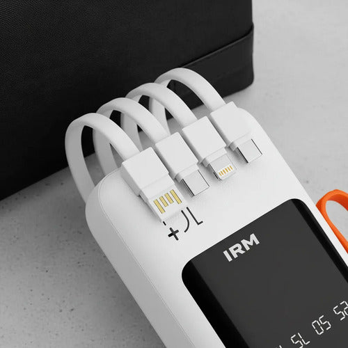 Powerbank 10000mah 2 Lamparas Led Cables Integrados + Bolso Blanco/negro