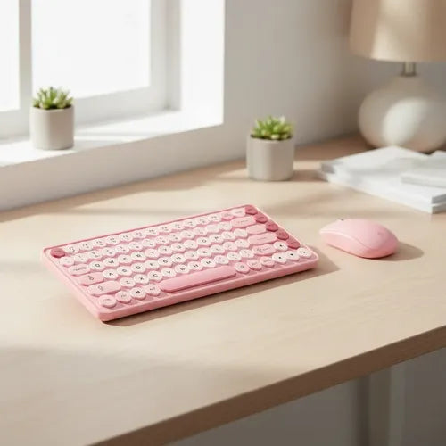 Kit Teclado Y Mouse Inalámbricos Teclas Redondas Silencioso