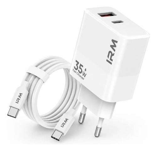 Cargador De Pared Diegmark 35w Con 2 Puertos Usb Y Usb-c Para Celulares Blanco