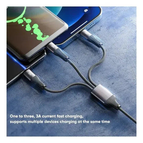 Cable De Carga Rápida 3 En 1 Usb 1.2m 3.0a Vidvie Cb4022 Gris Oscuro