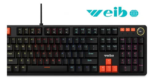 Teclado Mecánico Rgb Weibo Wb555 Red Axis Usb-c Reposamuñecas Ergonómico Negro Español Latinoamericano