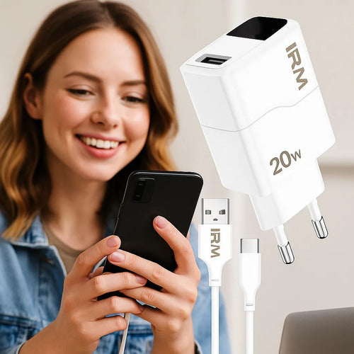 Kit Cargador Rápido 20w Usb C Para Android + Bolso Organizad Blanco/beige