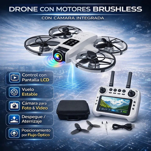 Drone Con Cámara Y Motores Brushless Para Vuelo Estable De 15 Minutos Gris Claro