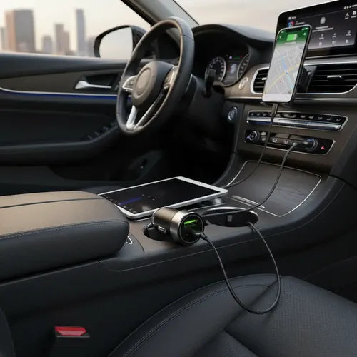 Cargador De Auto Rápido De 33w Con Usb-c Y Usb-a Para iPhone, Samsung Y Xiaomi Negro