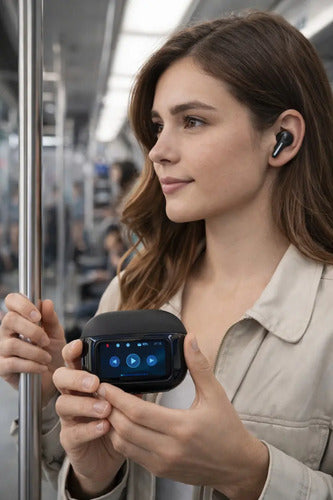 Audífonos Diegmark T41 Inalámbricos Tws Con Pantalla Táctil Y Estuche De Carga Digital Negro
