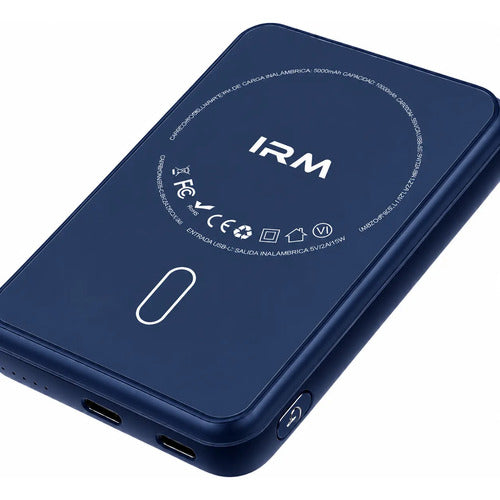 Kit Powerbank Magnético 5000mah Para iPhone Samsung + Bolso Azul/negro