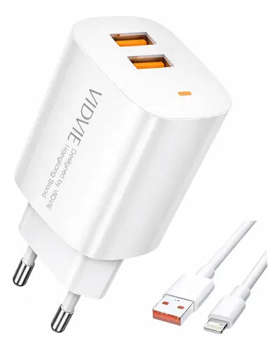 Cargador Carga Rápida 2.4a Compatible Con iPhone 8 Al 14 Blanco
