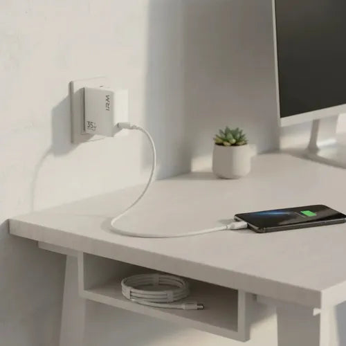 Cargador De Pared Diegmark 35w Con 2 Puertos Usb Y Usb-c Para Celulares Blanco