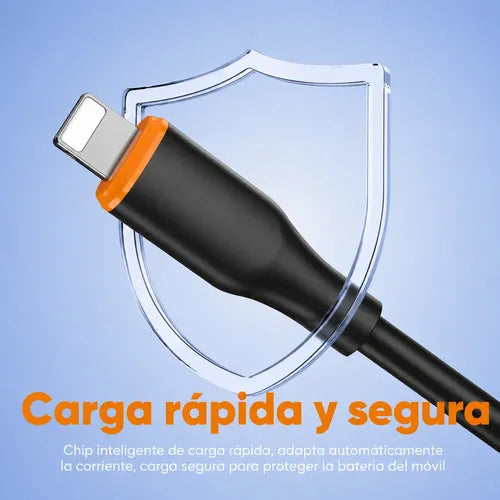 Cable Carga Rápida 3a Conector Usb-l Compatible Con iPhone Negro
