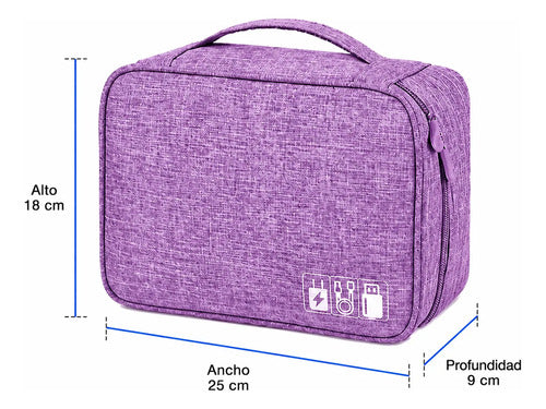 Bolso Organizador Viaje Para Cables Electrónicos Accesorios Púrpura