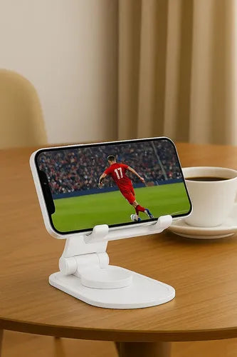 Soporte Celular Plegable Irm-09165 Ajustable Metálico Blanco Antideslizante