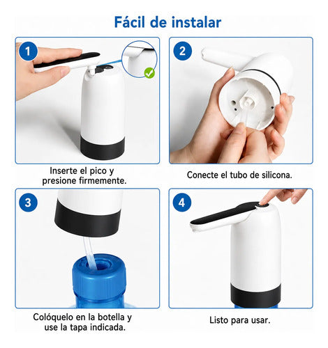 Dispensador De Agua Eléctrico Usb Recargable Portátil 20l Blanco