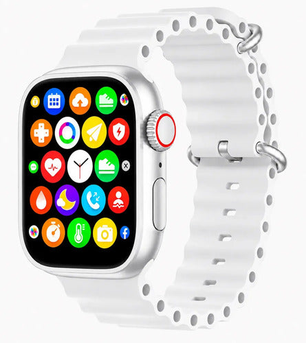 Smartwatch Diegmark W9-ultra Con Pantalla Hd Amoled Para Android E Ios, Color Blanco Plateado Deportivo