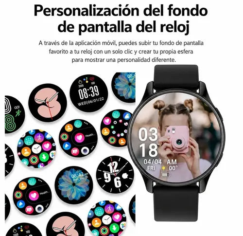 Smartwatch Diegmark Active 2 Con Llamadas Y Pantalla Hd Para iPhone Y Android Marrón Metalizado Hebilla Negro