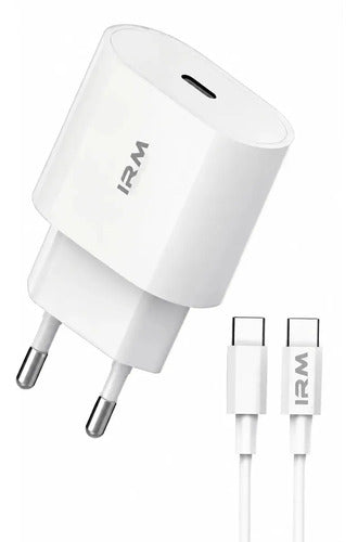 Kit Cargador Rápido Usb-c De 20w Para iPhone 15, 16, 17 Y Samsung Galaxy Con Cable De 1m Y Bolso Organizador Blanco/negro