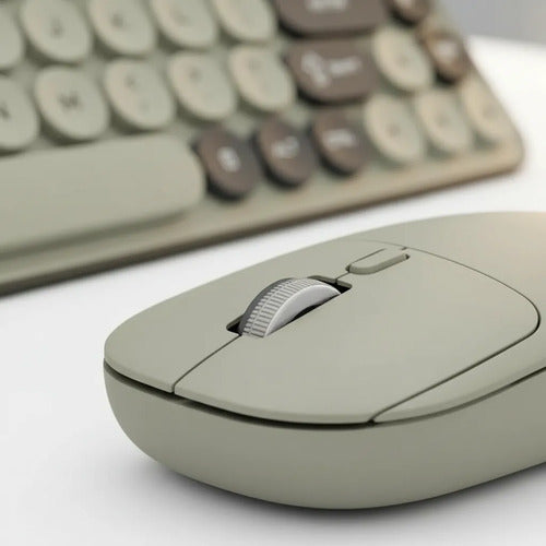 Kit Teclado Y Mouse Inalámbricos Teclas Redondas Silencioso