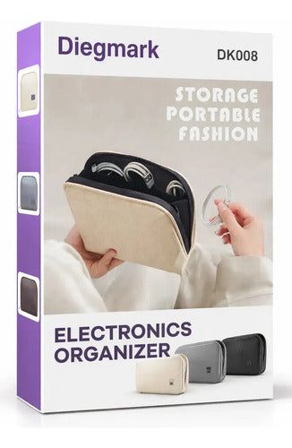 Bolso Organizador De Cables Y Dispositivos Electrónicos Impermeable Para Viajes Y Uso Diario Múltiples Compartimentos Beige