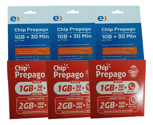 Pack 40 Chips Prepago Claro Y Entel Sim Prepago 3 En 1