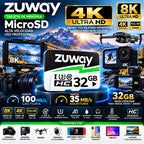 Tarjeta De Memoria Microsd Zuway 32gb Clase 10 U3 A1 Alta Velocidad 100mb/s Premium Compatible Con Nintendo Swicht 1, Video 8k, Celulares, Tablets, Cámaras De Seguridad Y Deportivas, Uso Profesional