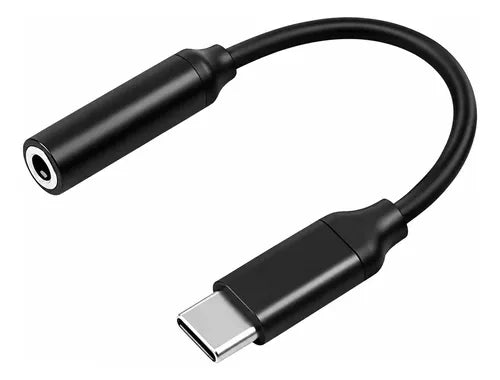 Adaptador Audio Tipo C A Jack 3.5mm Conector De Audífonos Negro