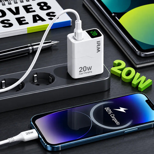 Cargador Rápido 20w Compatible Con iPhone Series 8 Al 14 Blanco