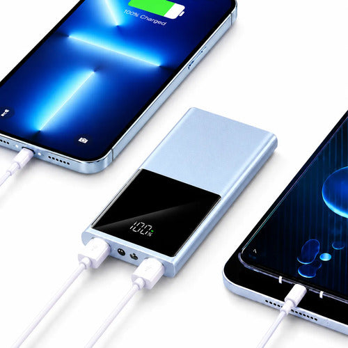 Powerbank 30000mah 66w Pantalla Digital 2 Usb Lampara Led Azul Claro