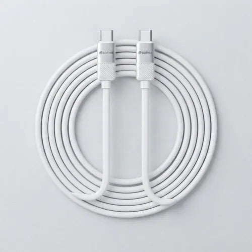 Cable Usb-c A Usb-c Silicona Flexible Carga Rápida 120w 1m Blanco