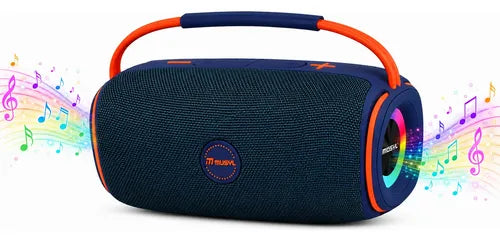 Parlante Bluetooth 10w Luces Rgb Recargable Radio Fm Tws Azul Marino