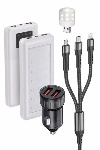 Power Bank Irm Y22 22000 Mah Con Kit De Cable Universal Y Cargador De Auto Blanco