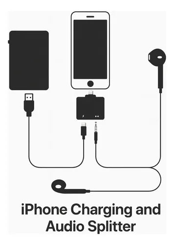 Diegmark Adaptador Splitter Conector Usb-l Compatible Con iPhone / Jack 3.5mm Conector Para iPhone Adaptador Blanco