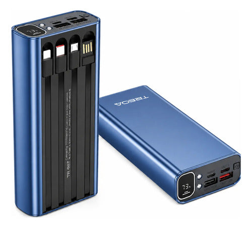 Powerbank 20000mah Carga Rápida Luz Led Cables Integrados