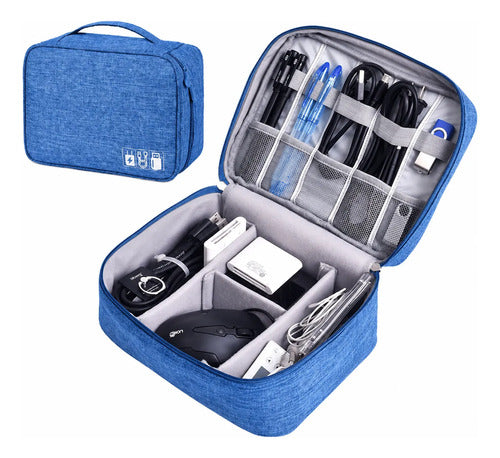 Bolso Organizador Viaje Para Cables Electrónicos Accesorios Azul